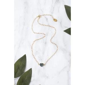 NEW ANNE VAUGHAN women's labradorite heart bezel necklace in gold